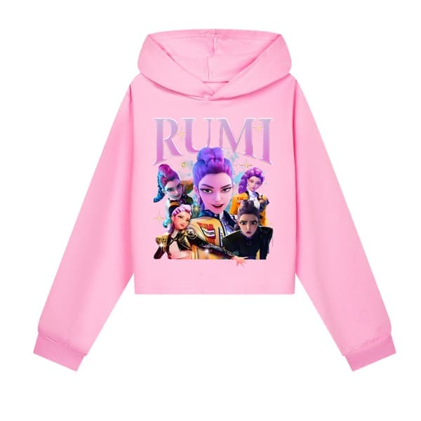 K-POP Demon Hunters Grafisk Hettegenser for Jenter - Rosa 140 pink 140