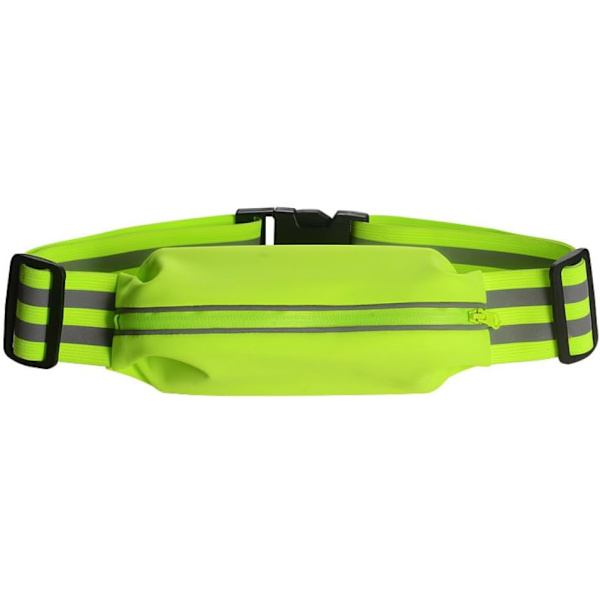 Reflekterande löparbälte löparbälte justerbar påse för träning, cykling, promenader unisex (grön)