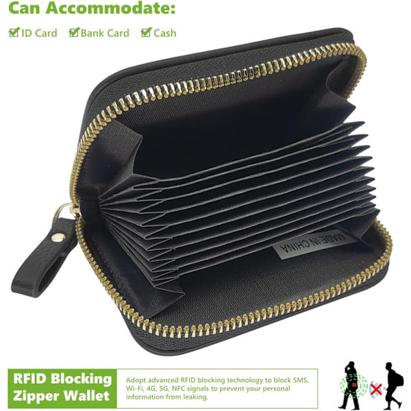 Kvinde Kreditkort Holder, Lille RFID Blokering Damepung med Rustfrit Stål Lynlås Læder Accordion Pink Punge Etui til Kvinder ID Kompakt 5