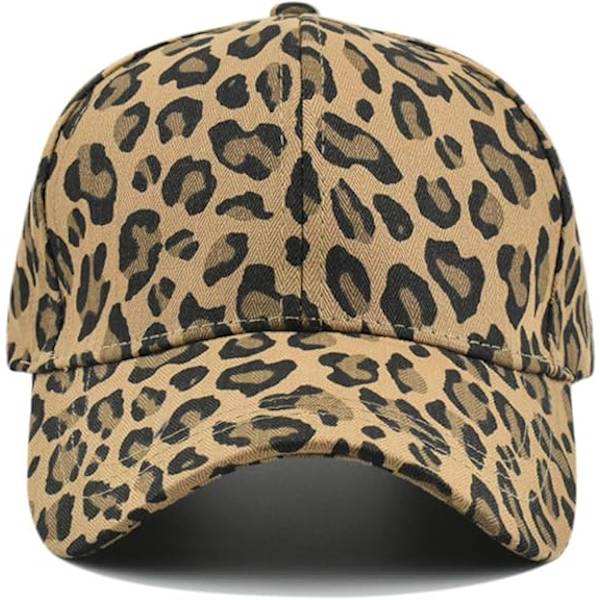 Leopardmönstrad keps i bomull med visir, unisex, baseboll, solskydd, justerbar omkrets, anti-uv, kupol, vandring, resor Coffee