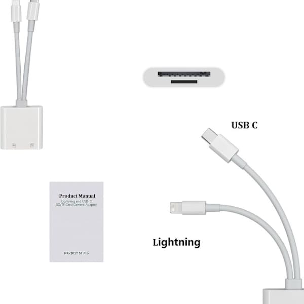 Lightning til SD til iPhone/iPad, hukommelseskortlæser med dobbelt slot