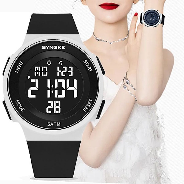 Silikonklocka för damer, utomhussportsklocka, elektroniska klockor, LED-digital, 50 m vattentät, klocka för män, Relogio Feminino 2022 Silicone Pink watch