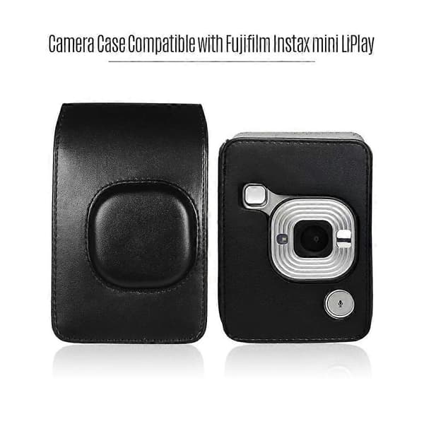 Kameraväska för Mini LiPlay PU-läder Skydd med axelrem Shadow black