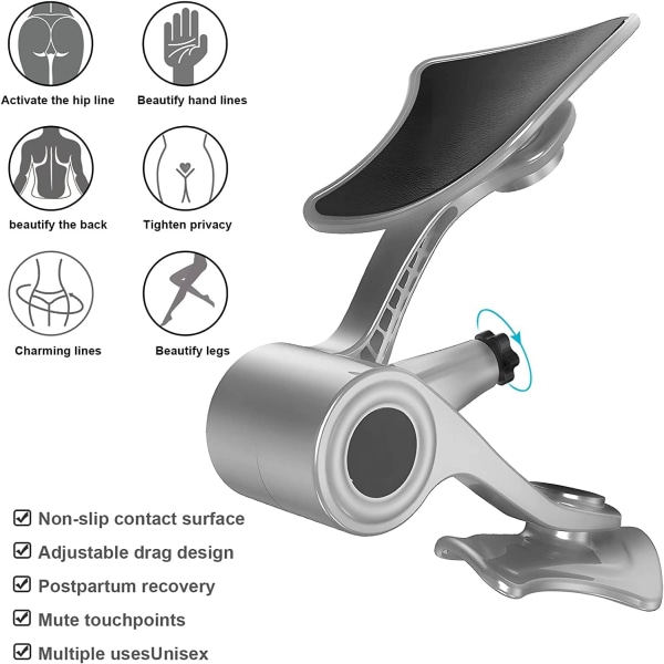 Lårtoning Pelvic Floor Inner Thigh Exerciser Strengthener for Kvinner og Menn Justerbar Styrke Inner & Outer Thigh Exerciser Gray