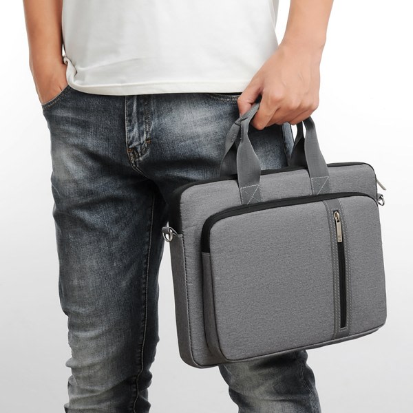 Stødsikker bærbar taske 13,3 14 15,6 tommer Skulder Håndtaske Etui til Macbook Air Pro Kvinder Mænd Beige - 2