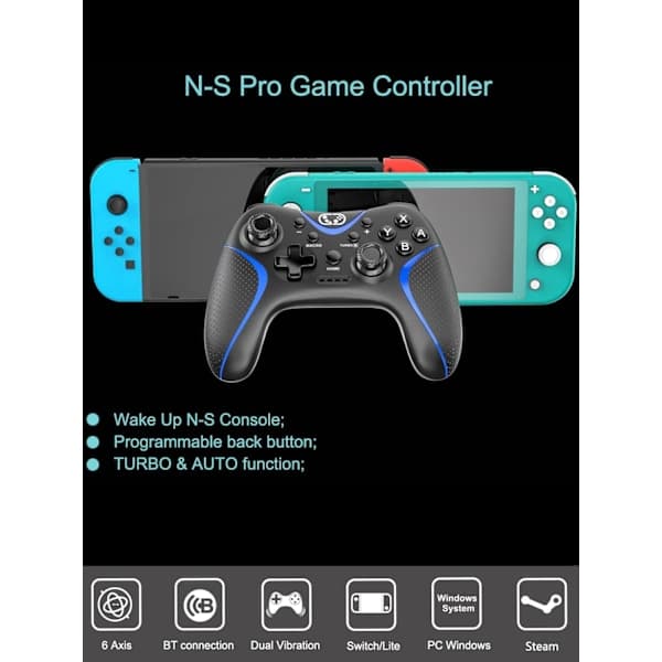 Switch Controller Bluetooth Switch Pro Controller för Switch/Lite/OLED/PC Window, PC Game Controller med programmerbara knappar, väckningsfunktion vit White