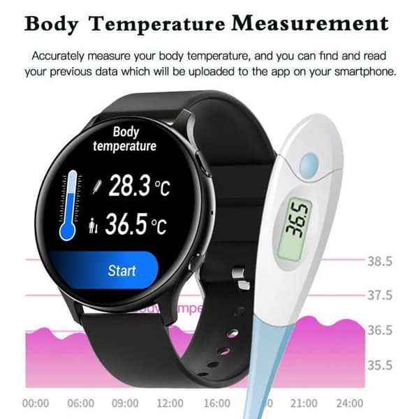 Smartklokke - RUMOCOVO® - W23 ROSA - 360x360 HD-skjerm - Bluetooth 5.0 - Helseovervåking
