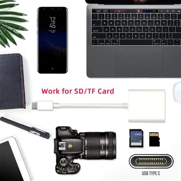 USB 2.0 Typ-C till TF Micro SD SDXC SDHC kortläsaradapter kompatibel med MacBook och bärbar dator
