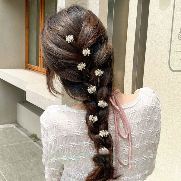 Hårklemmer Små hårspenner Kloklemmer Hårtilbehør for kvinner jenter, sett med 5 blomsterhodeplagg til festbryllup