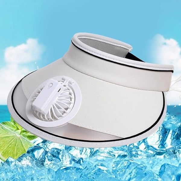Solskydd keps med fläkt Fläkt keps Solskydd fläkt keps Solskydd keps med fläkt för flickor, pojkar, resor camping fiske sport White