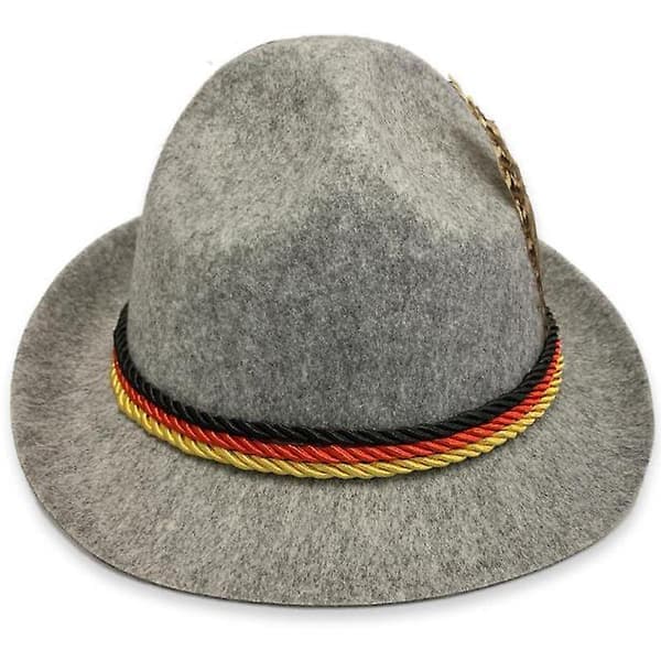 Oktoberfest-hatt for menn, tysk Trenker bayersk ølhatt, partymaskerade grå Grey