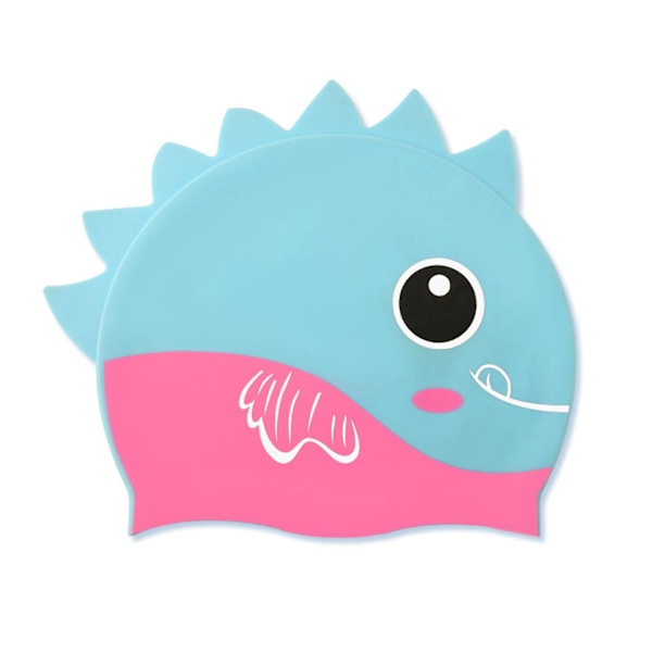 Lasten silikoninen uimahattu, sarjakuva-kuvio, pojille 3-12 vuotta, korvasuojilla - Rantahattu Mint green Shark