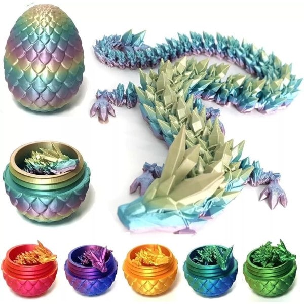 Överraskningsägg med Drak-leddjur Ädelstensdrake Fidget Leksak - 3D-Printad Drake Färgstark Colorful