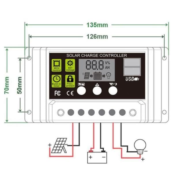 30A 12V/24V AUTO LCD PWM -aurinkopaneelin lataussäädin