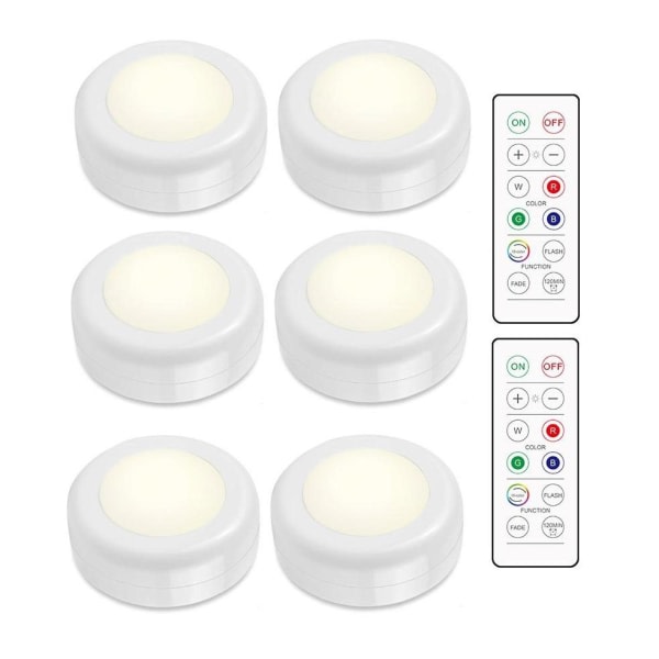 INF LED-spotlightpakke - 6 stilige lys med 2 praktiske fjernkontroller