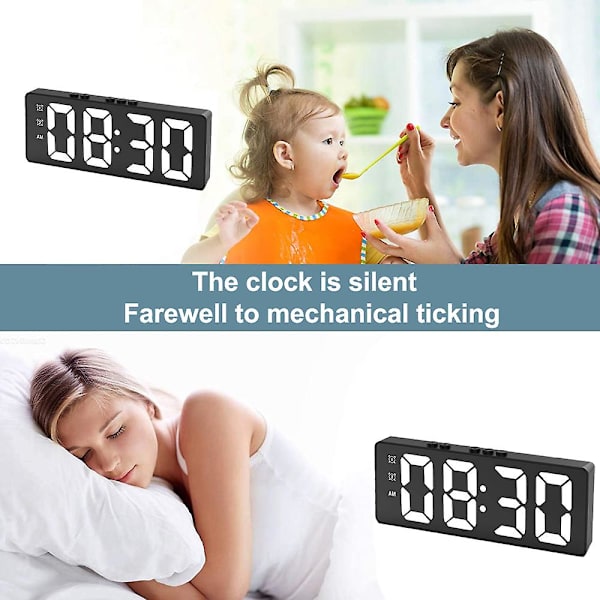 Digital Alarmklokke LED Klokke Soverom Elektronisk Skrivebordsklokke Egnet for Hjem, Soverom, Kontor Svart black