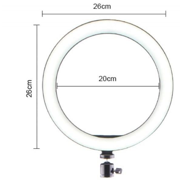 26cm LED-rengasvalo Meikkirengasvalo videostudiomeikkiin Himmennettävä 3 valotilaa Helppo kuljettaa ja asentaa (FMY)