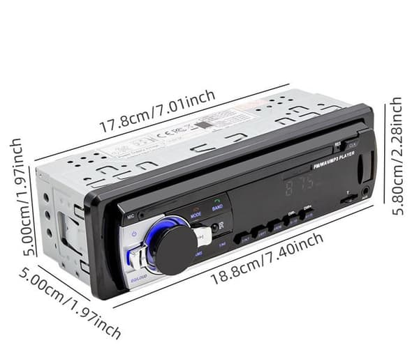 Bluetooth bilradio - LCD-model - Bluetooth 5.0 - USB/AUX/FM/AM - 65W x 4