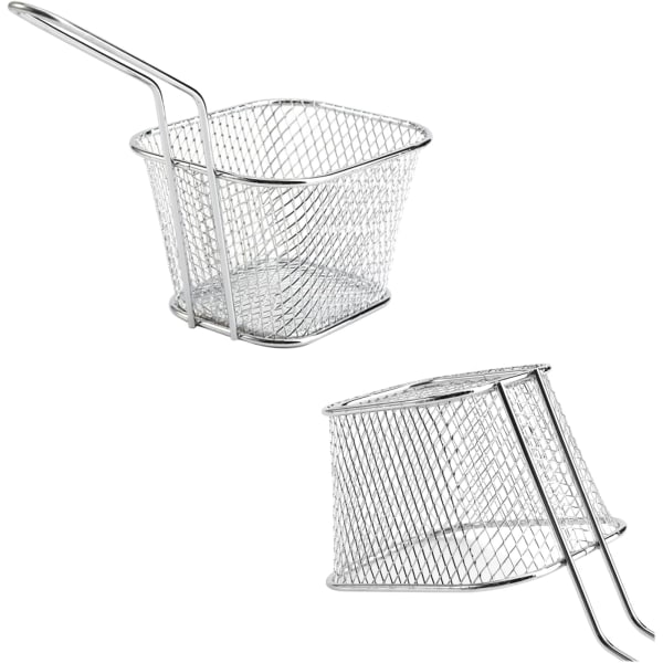 4 x rustfrit stål pommes frites kurve til servering med håndtag, mesh fransk pommes frites dyb friturekurv til rejer løgringe