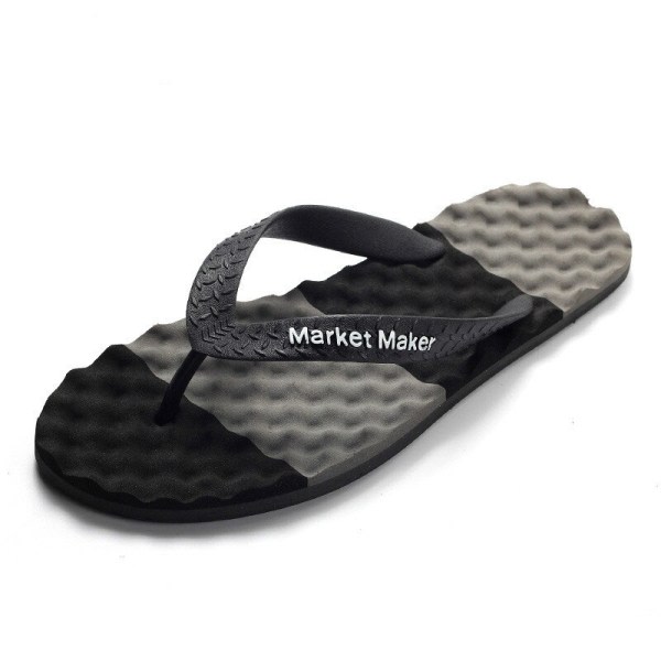 Sommer Mænd Tøfler Bump Massage Bølget Gummi Overdel Slid Anti-slip Farve Vandtæt Strand Ferie Cool Mænd Flip Flops Black size 39-40