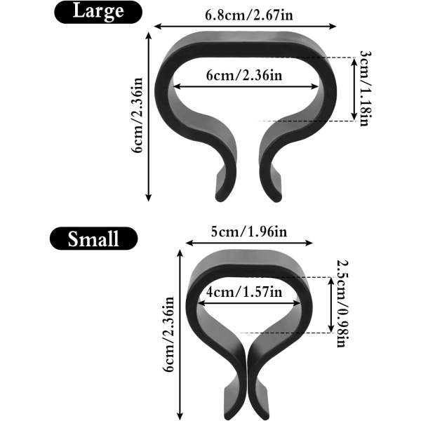 12 stk. Havemøbelclips, Antiskrid Havemøbelclips Sorte Justeringsclips Udendørs Have Fastgørelseselementer Segmenterede Forbindelseselementer (4cm, 5,7cm)