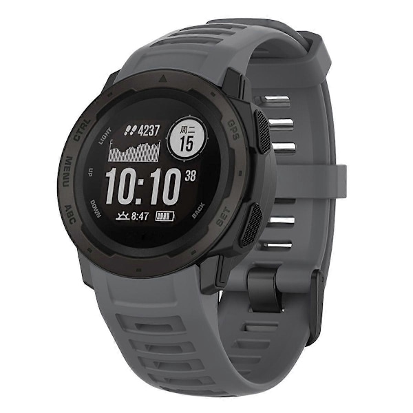 Silikon Armband för Garmin Instinct Tactical/Instinct Tide/Instinct 2/Instinct Armbandsrem med Svart Spänne Grey