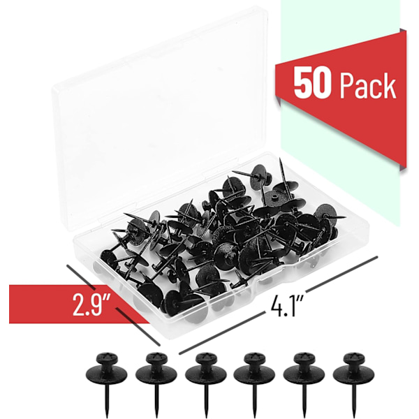 Dobbeltsidige bildehengere, 50-pakning, svart, bildehengere, veggplugger, veggplugger, veggplugger, tommelspiker for veggmontering, bildeholder black