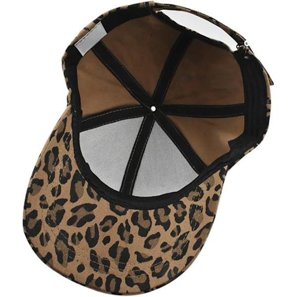 Leopardmönstrad keps i bomull med visir, unisex, baseboll, solskydd, justerbar omkrets, anti-uv, kupol, vandring, resor Coffee