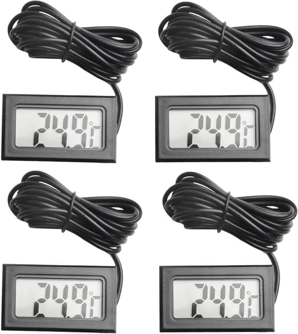 4-pack termometer 2m sondsensor kylskåp akvarium digital LCD med extern för vinkällare
