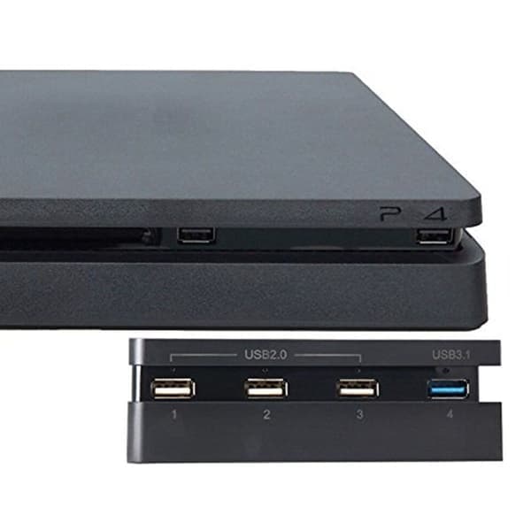 USB-hub for PS4 Slim 4-porters USB-ladestasjonadapter (1USB 3.0, 3USB 2.0) med