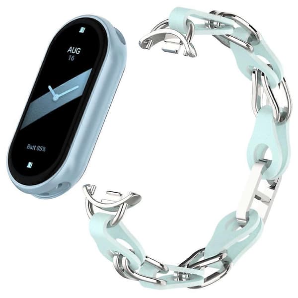 Til Xiaomi Mi Band 9/Smart Band 8 Urremode Hul Zinklegering+Læderkæde Rem Multicolor Style D