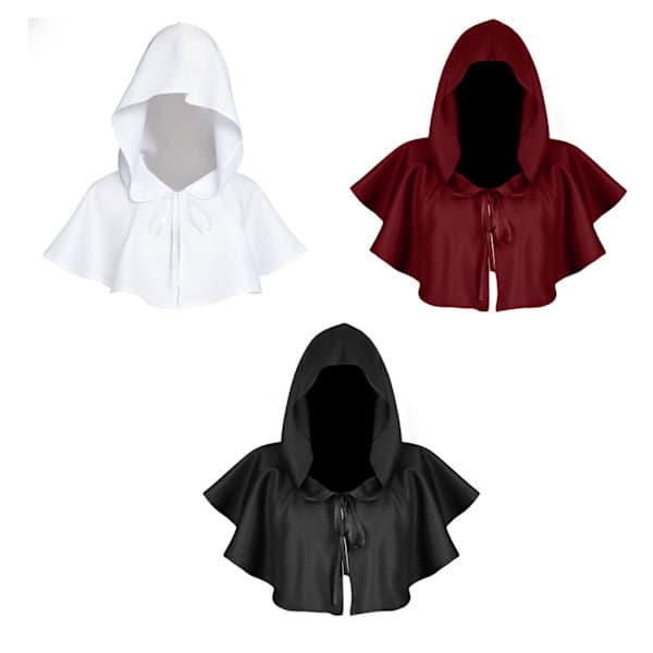Halloween Hette Cape Sjal Polyester Middelalder Kappe Hatt Foto Prop Rød Red