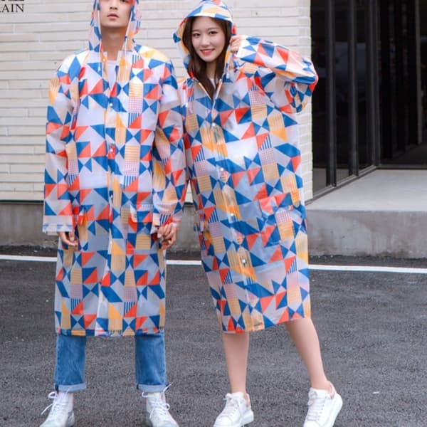 Vanntette ponchoer for voksne, gjenbrukbare regnfrakker med hette, lette og sammenleggbare (størrelse L)