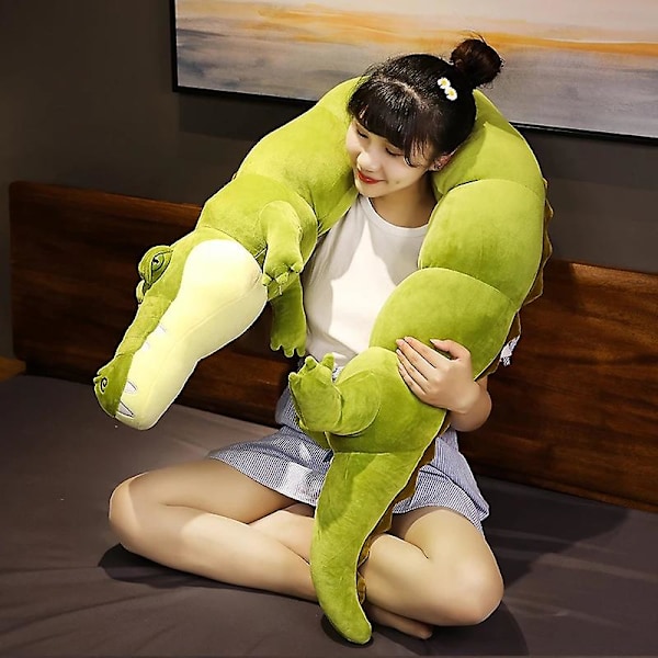 180cm Jättelik Realistisk Stoppade Krokodil Plyschleksak Simuleringsdjur Alligator Dockor Kawaii Kreativ Kudde För Barnpresenter gray 100cm