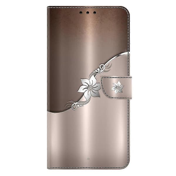 Kompatibel med iPhone 17 Pro Max Fodral Magnetisk Stängning 3D Mönster Läder Plånboksfodral-lingling} Silver Silver Blomma Silver Silver Flower