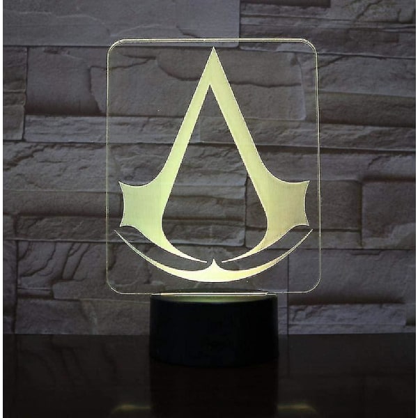 Assassins Creed Game -logo Yövalolahja lapsille Makuuhuoneen sisustuksen väriä vaihtava työhuone 3D Led-yövalolamppu