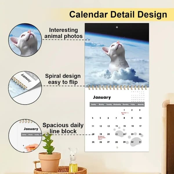 2026 Kattkalender För Kattälskare Rolig Kattkalender A