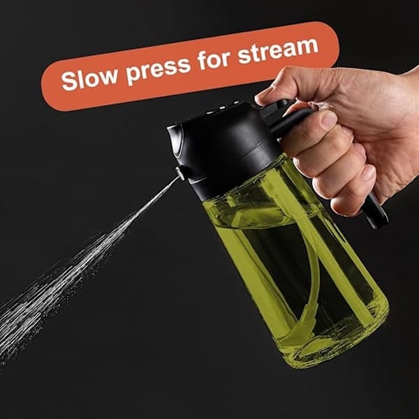 2-i-1 – 470 ml Sprayflaske til Olie og Eddike, Perfekt til Madlavning, Airfryer & Salat sort