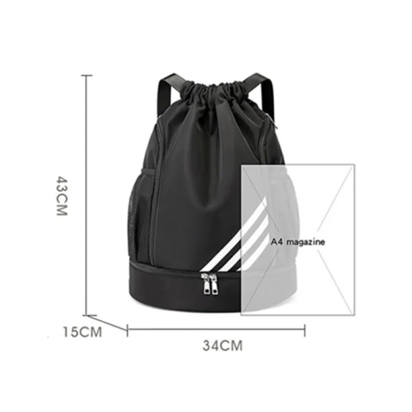 Gym Sports Bag Ladies Drawstring Bolsas Svart Black