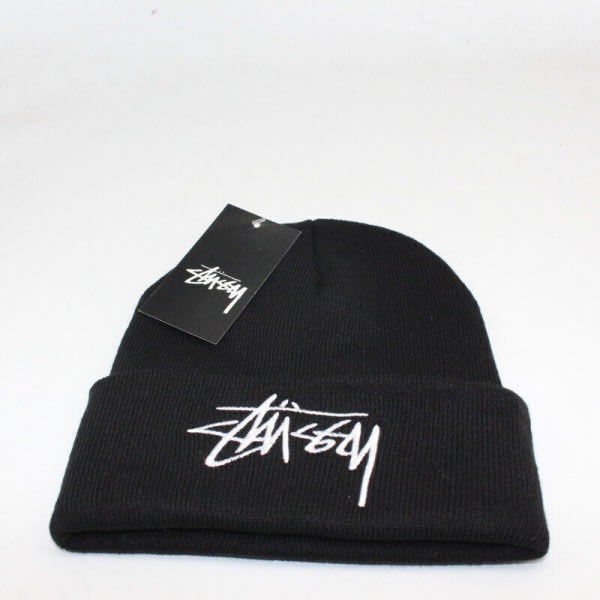 2023 Vinter Stussy Basic Beanie med Manchetter Nyt Design Kvinder Mænd Sort Svart