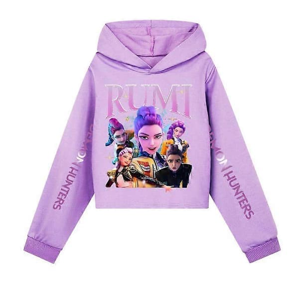 Jenter K-POP Demon Hunters Hettegenser - Lilla Genser Pullover lilla lilla 130 purple 130