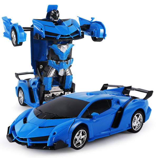1:18 Scale 2 in 1 Transformer Rc Robot Autokaukosäädin Lasten Lahjat Sininen