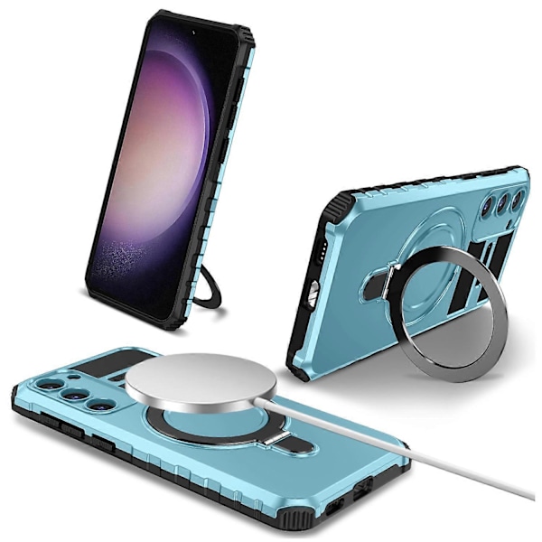 Skal till Samsung Galaxy S23+ PC+TPU Ställ Telefonfodral Kompatibelt med MagSafe Multicolor Style E