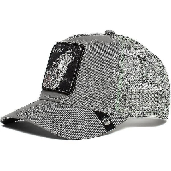 Svart Panter Mesh Keps för Vuxna Sommar Baseball Keps Truckerkeps - WELLNGS Varg - grå Varg - grå Wolf - grey