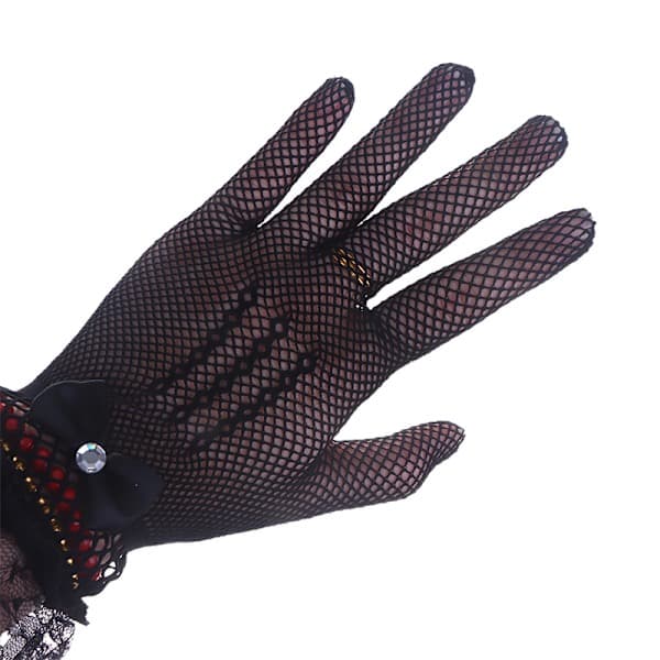 Korte blondehandsker til kvinder, transparente fiskenethandsker til bal og fest, sort 1 Black 1