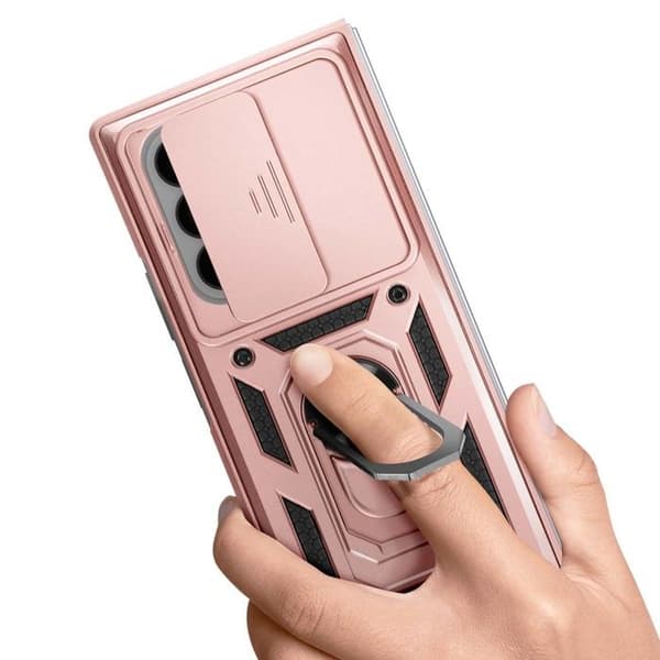 Ringdeksel - Galaxy Z Fold 7 - Rosa - Hardt - Støtsikkert med ringholder