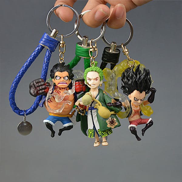 Action One Piece Nyckelring 3D PVC Luffy Zoro Sanji Figur Modell Flerfärgad 2# 2#