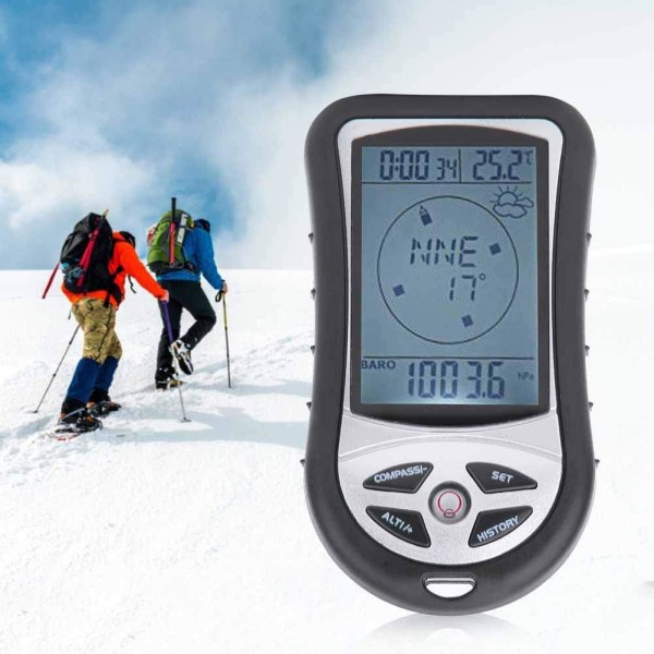 Håndholdt Altimeter Termometer Elektronisk Navigation GPS Kompas Vejrudsigt Gas 8 i 1 Multifunktionsmåler