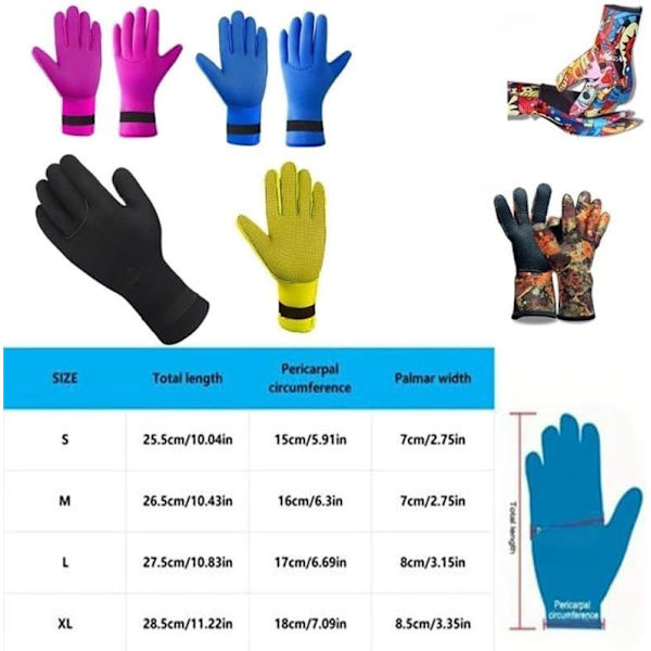 Dykkerhandsker, Gummi Vinter Varme Handsker Til Dykning, Snorkling Og Surfing,L