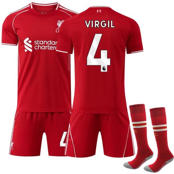 25-26 Liverpool Hjemme Børnefodboldtrøje Sæt Nr. 4 VIRGIL 16 16